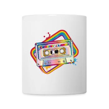 Retro Kassette – Buntes 80er-Jahre Design - Tasse - Weiß - Vorne