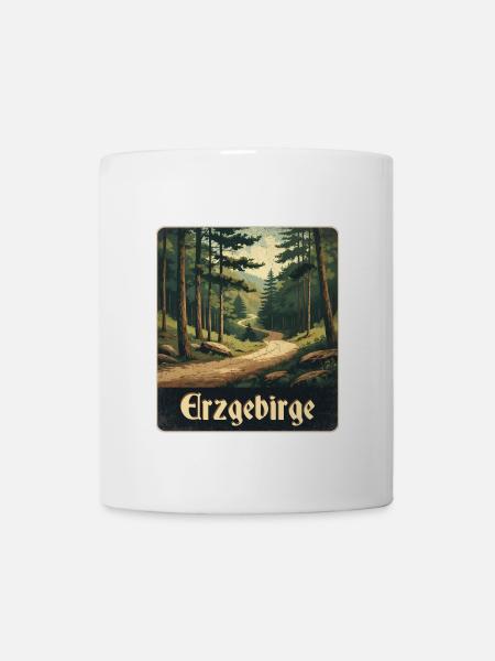 Erzgebirge Waldweg wanderweg - Tasse - Weiß