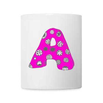 Buchstabe A mit Charakter in pink - Tasse - Weiß - Vorne