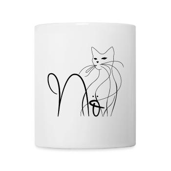 Geometrischer Katzen Silhouette Druck - Tasse - Weiß - Vorne