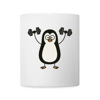 Pingouin drôle avec haltère Fitness Workout - Mug blanc - blanc - Devant