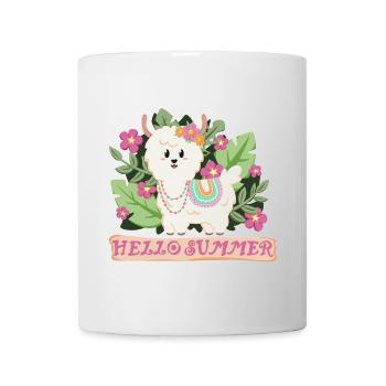 Hello summer Lama Alpaka in Sommerstimmung - Tasse - Weiß - Vorne