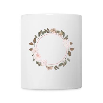 Flowers in round frame / Vintage and stylish - Mug - white - Front