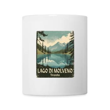 Lake Molveno retro mountain lake - Mug - white - Front