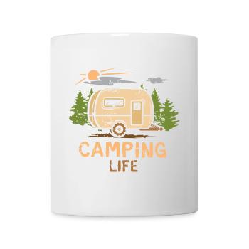Camping life - Cartoon Camper et la nature - Mug blanc - blanc - Devant