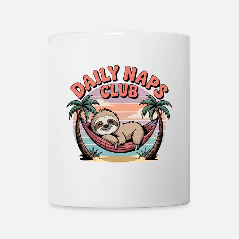 Daily Naps Club, Faultier in Hängematte Nickerchen - Tasse - Weiß