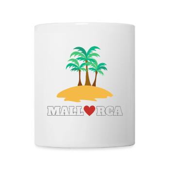 Mallorca mit Herz, Palmen und Strand - Tasse - Weiß - Vorne