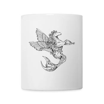 Cheval fantastique avec des ailes et une queue de poisson - Mug blanc - blanc - Devant