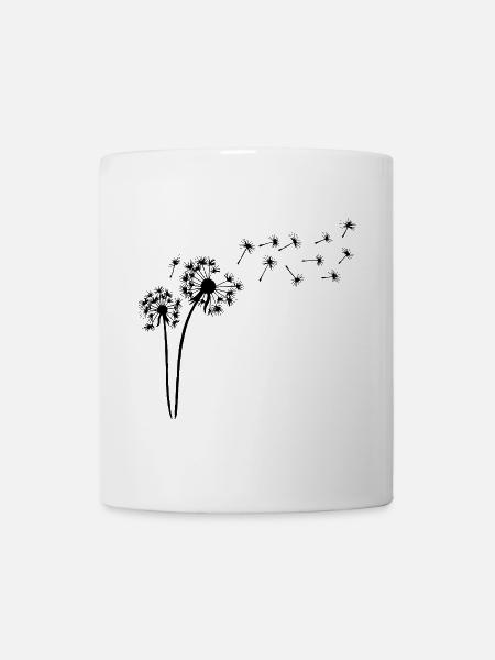 Schwarzer Löwenzahn im Wind - Tasse - Weiß