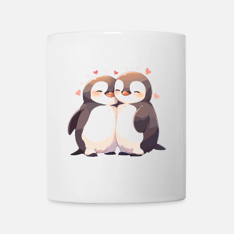 Pinguin Herz Liebe Süß Umarmung Pinguinliebe - Tasse - Weiß
