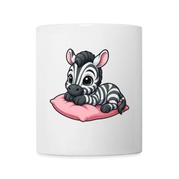 Cute pink zebra cartoon chills relaxed - Mug - white - Front