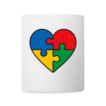 Puzzle Herz Autismus Symbol - Spruch Geschenk - Tasse - Weiß - Vorne