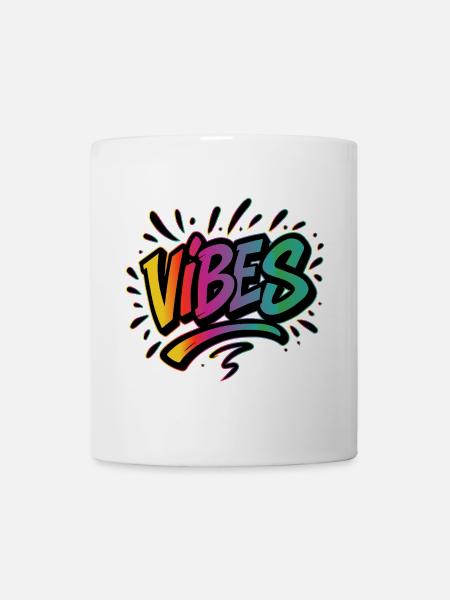 Lettrage graffiti VIBES – Déclaration colorée - Mug blanc - blanc