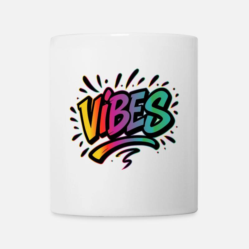 VIBES Graffiti Schriftzug – Farbstarkes Statement - Tasse - Weiß