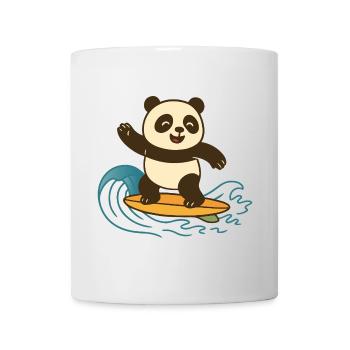 Panda Surf heureux - Illustration d’été - Mug blanc - blanc - Devant