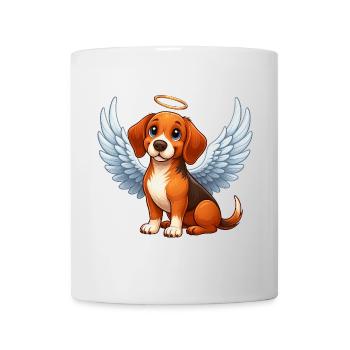 Süßer Beagle Cartoon Engel mit Flügeln Heilig - Tasse - Weiß - Vorne