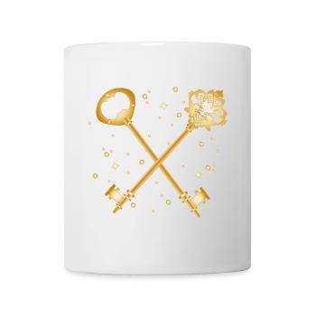 Crossed Golden Antique Key Design - Mug - white - Front
