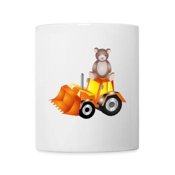 Ours en peluche sur une pelle – doux et fort à la fois - Mug blanc - blanc - Devant