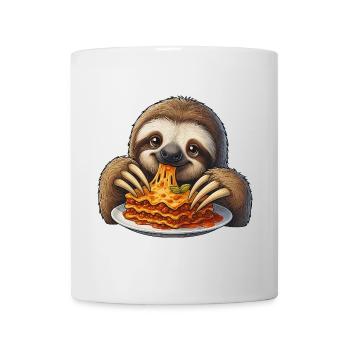 Cute Sloth Lasagna Comic Cartoon Italian - Mug - white - Front