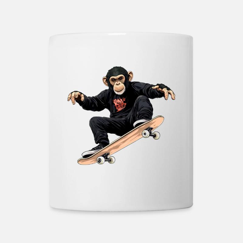 Affen Skater / Skateboard Affe - Tasse - Weiß