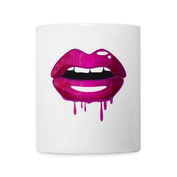 Purple glossy lips in graffiti style - Mug - white - Front