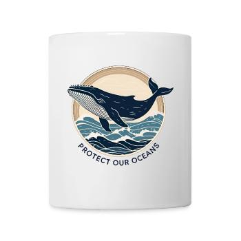 Protect Our Oceans – Retro Whale in the Sea - Mug - white - Front