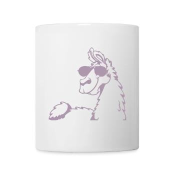 Cool Llama Alpaca Sunglasses Silhouette - Mug - white - Front
