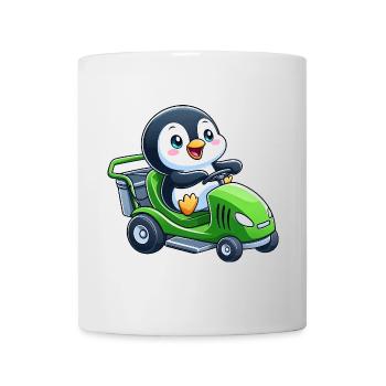 Cute Penguin Lawn Mower Horticulture - Mug - white - Front