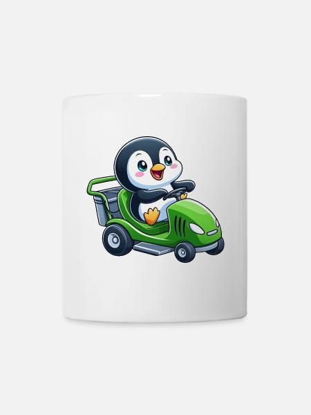 Süßer Pinguin Rasenmäher Gartenbau - Tasse - Weiß