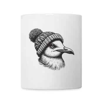 Seagull with bobble hat - Mug - white - Front