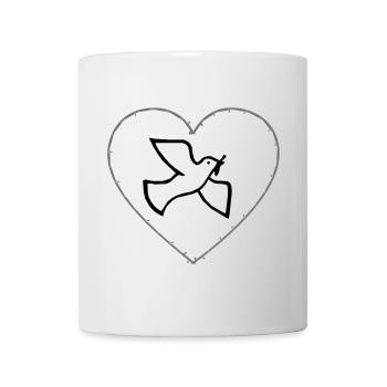 Colombe du cœur de broche de paix - Mug blanc - blanc - Devant