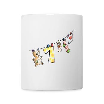 Premier anniversaire de la corde à linge de bébé - un - enfant - Mug blanc - blanc - Devant