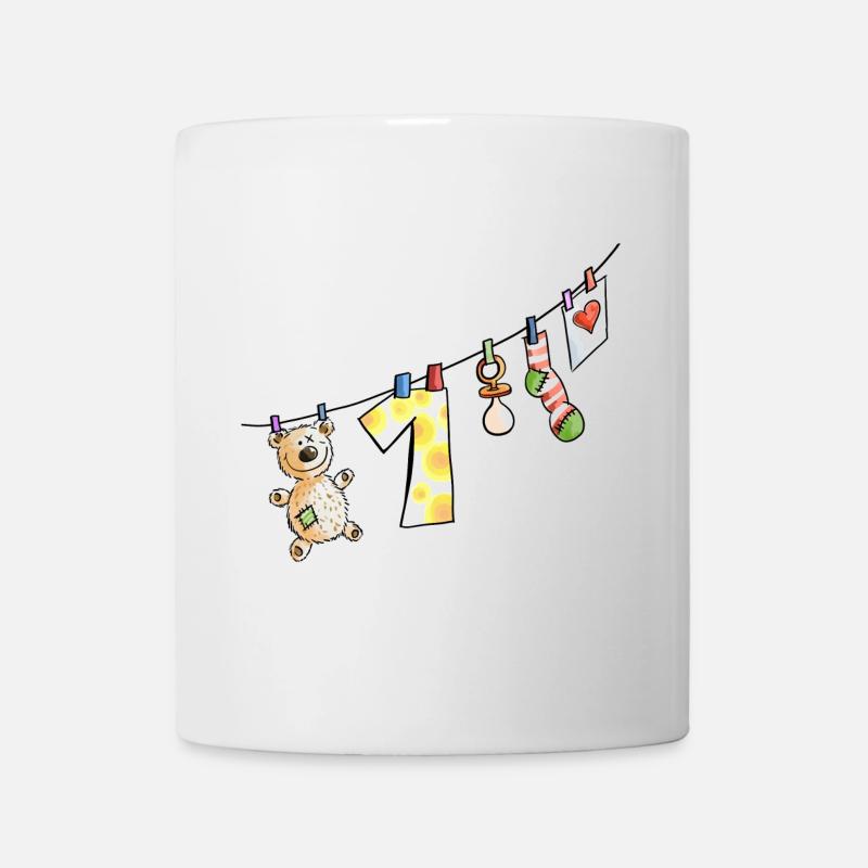 Premier anniversaire de la corde à linge de bébé - un - enfant - Mug blanc - blanc