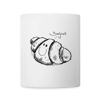 croissant Bonjour - Mug blanc - blanc - Devant