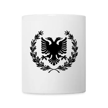 Shqipe Kranz – Albanien Lorbeer Doppelkopf Adler - Tasse - Weiß - Vorne