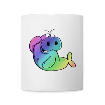 Lamantin coloré - lamantins - morse - lion de mer - bande dessinée - Mug blanc - blanc - Devant