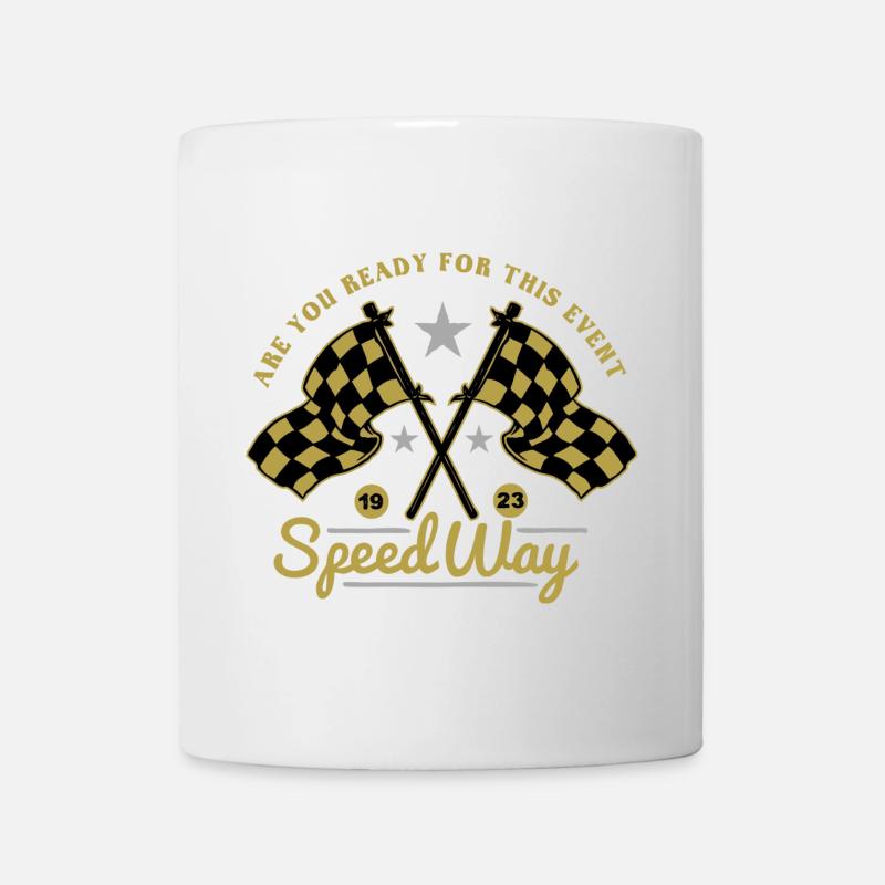 Cadeau de but de départ de drapeaux de course automobile - Mug blanc - blanc