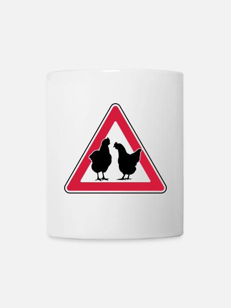Poulet du soir Poulet attention poules élevées en liberté - Mug blanc - blanc