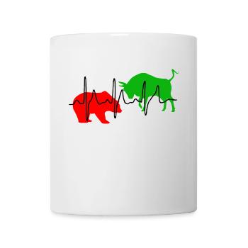 Bulle und Bär - Puls. Rot/Grün - Tasse - Weiß - Vorne
