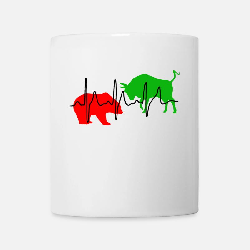 Bull et ours - pouls. Rouge / Vert - Mug blanc - blanc