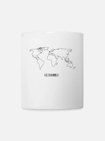 Weltkarte Weltenbummler - Tasse - Weiß