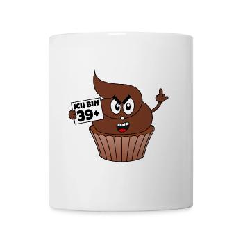 40. Geburtstag - Ich bin 39 + 1 - Kackcake - Tasse - Weiß - Vorne
