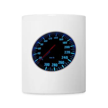 Blue Speedmeter - Tacho - Tasse - Weiß - Vorne