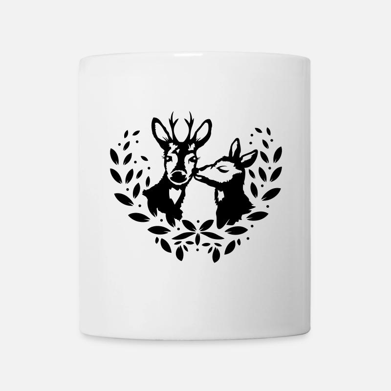Reh und Rehbock - Tasse - Weiß