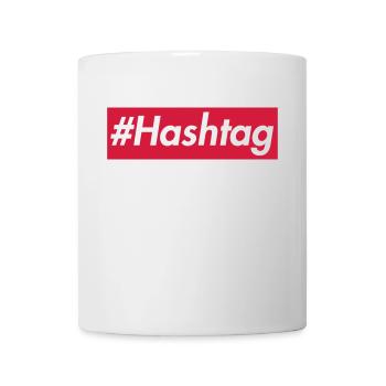 #Hashtag -Sup reme design, police blanche, boîte rouge - Mug blanc - blanc - Devant