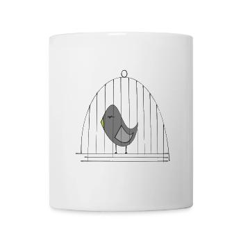 Oiseau dans une cage - Mug blanc - blanc - Devant