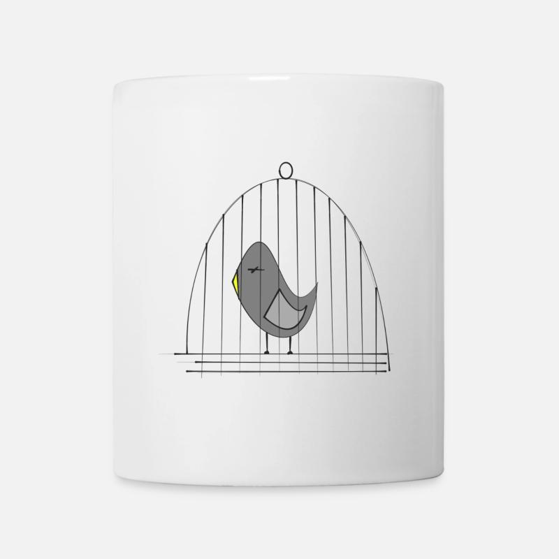 Oiseau dans une cage - Mug blanc - blanc