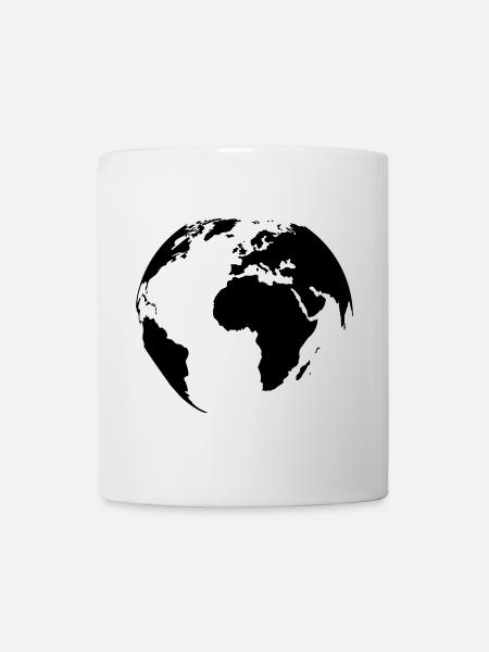 weltkugel-schwarz - Tasse - Weiß