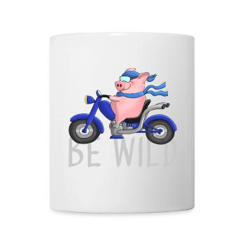 Lustiges Schwein auf Motorrad Comic - Tasse - Weiß - Vorne