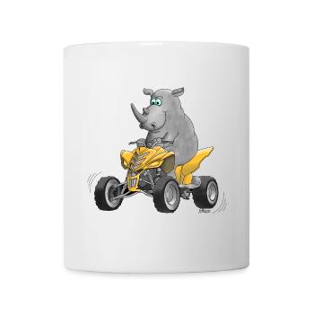 Lustiges Nashorn - Quad - Tasse - Weiß - Vorne